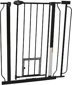 Carlson Extra Tall Walk Through Pet Gate with Small Pet Door, for Openings 29"-39" Wide,Includes 4-Inch Extension Kit, 4 Pack Pressure Mount Kit and 4 Pack Wall Mount Kit, Black