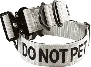 Tacticollar - DO NOT PET, 2 inch Nylon Collar for Small, Medium and Large Dogs, Neoprene Padded Inside, Communicate Your Dogs Needs to Prevent Accidents (Gray Medium)