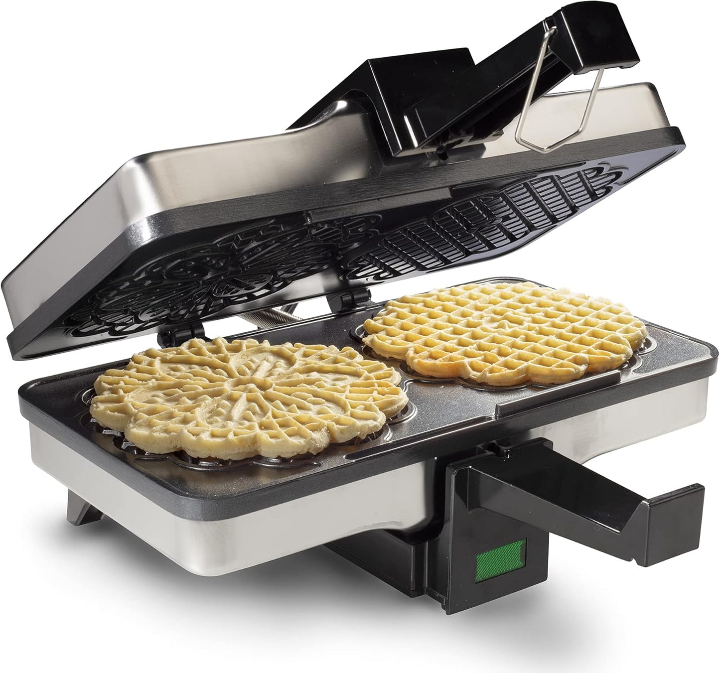 Pizzelle Maker- Nonstick Electric Baker Press Makes Two 5-Inch Cookies at Once, Even Heating- Must Have Party Baking Supplies- Italian Dessert Treat Making with Recipe Guide- Valentines Gift for Her
