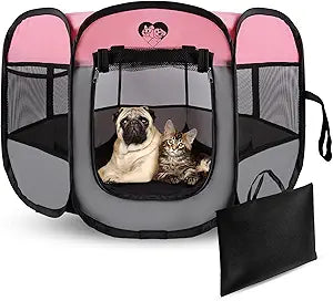 PAWsay Waterproof Dog Playpen, Foldable Portable Cat Playpen Enclosed Tent & Dog Crate for Indoor/Outdoor Travel Camping RV, Breathable Pet Whelping Space for Rabits Chicks(Medium)