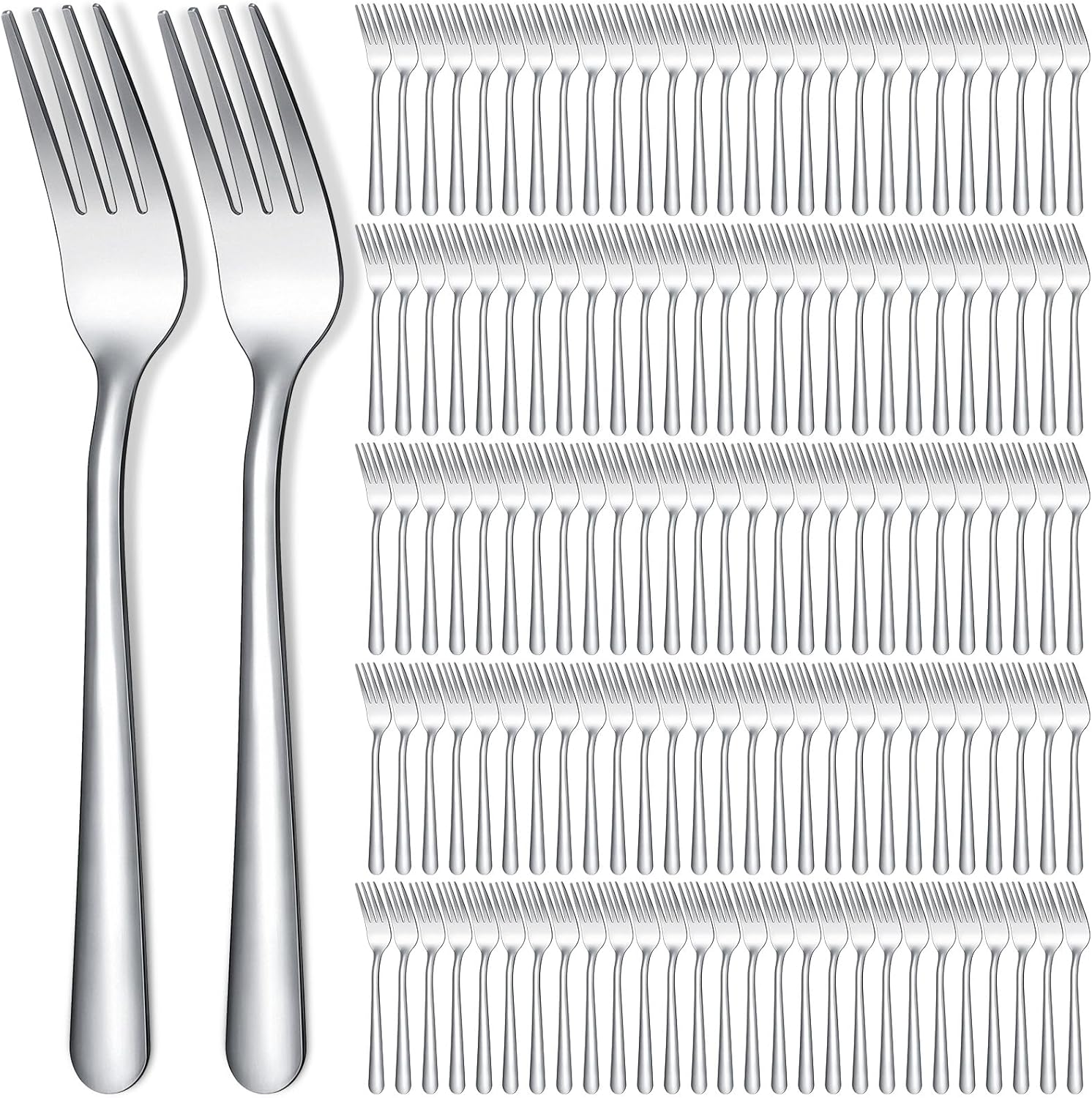 Syhood 300 Pcs Stainless Steel Dinner Forks Set 8 Inch Bulk Metal Forks Restaurant Silverware Mirror Polished Salad Dessert Utensils for Home Hotel Kitchen Event Supplies