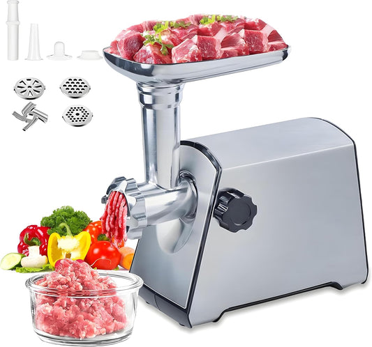 BenRich 2800W Electric Meat Grinder - Sausage Maker Stuffer with 3 Cutting Plates, Blades & Kubbe Kit, Powerful Motor Mincer Machine for Home Kitchen Use