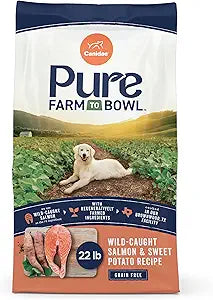 Canidae Pure Farm to Bowl, Grain-Free, Wild-Caught Salmon & Sweet Potato Dog Food, Adult 22lb