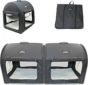 Soft Dog Cat Crate The Portable 2-in-1 Double Travel Kennel Tube Carrier for All Pets Car Seat Ready