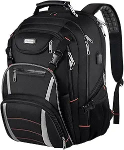 18.4 Inch Laptop Backpack,Extra Large Travel Backpack with USB Charging Port, RFID Anti Theft TSA Friendly Backpack,Water Resistant,Computer Bag for Women Men Notebook&Basketball