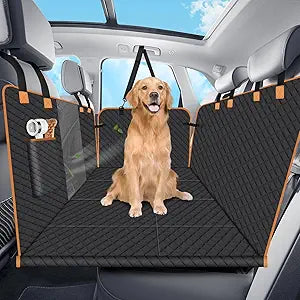 Dog Car Seat Cover for Back Seat, Hard Bottom Holds 420lbs Dog Hammock for Cars SUVs Trucks, Easy to Clean, Waterproof Scratch-Proof Nonslip Backseat Extender for Dogs