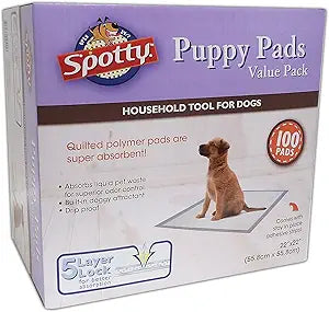 Spotty Super Absorbent Heavy Duty 5 Layer Housebreaking Training Leak Proof Pet Puppy Dog Pee Pads, 100 Count