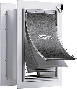 Pet Door for Wall Dog Door for Wall, 3-Flap Doggie Door with Insulation, All-Metal Frame and Telescoping Tunnel, Pets Up to 40 Lb (Medium Size)