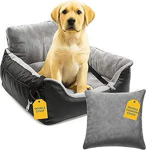 JOTADE Dog Car Seat for Small & Medium Dogs â€“ Washable Booster Pet Travel Seat, Double Safety Leashes, Anti-Slip Design, Removable Cushions with Extra Cover, Easy Install Puppy Car seat up to 35 lbs