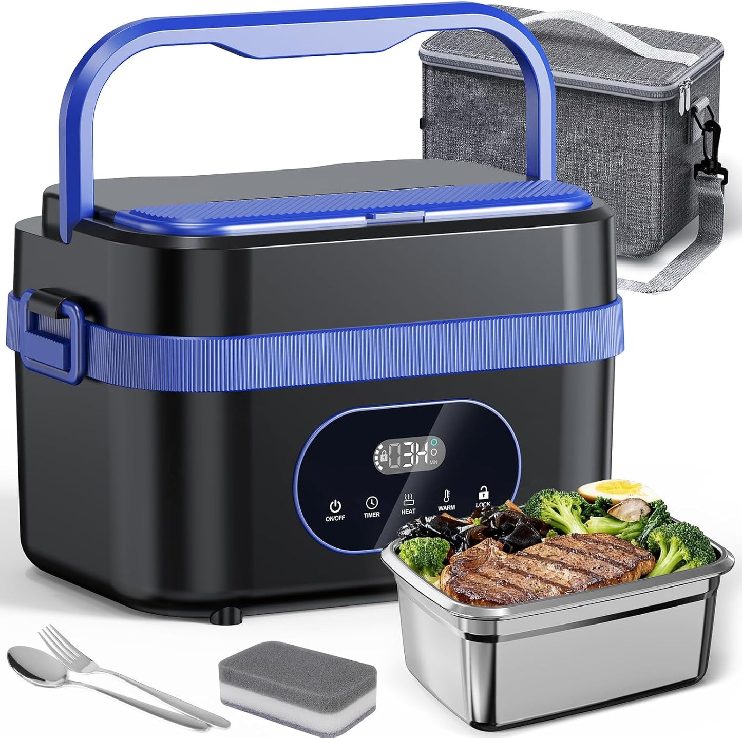 Cordless Electric Lunch Box for Adults, XL Size 6.25 Cups Heated Lunchbox Food Heater, 18000mAh| Upgraded 5D Surround Heat| Smart Heating| Leak-Proof Food Warme for Office/Travel/Outdoor