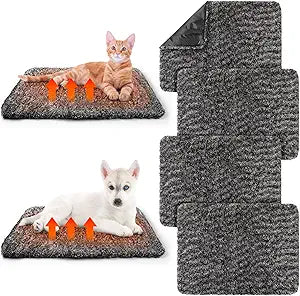 6 Pack Self Warming Cat Pads 19 x 28 Inch Self Heating Dog Cat Mats Extra Warm Thermal Pet Bed Washable Pet Crate Mat Blanket Removable Cover Non Slip for Indoor Outdoor (Grey)