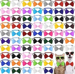 240 Pcs Dog Bow Ties with Adjustable Collar 20 Colors Puppy Neck Bows Pet Neckties Cat Collars Dog Grooming Bowties for Small Medium Pet Holiday Wedding Birthday Party Gift