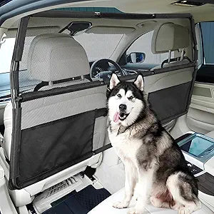 Dog Barrier for SUV, 50" Pet Car Barrier Behind Front Seat for SUV, Truck, Dog Gate for Cargo Area, Back Seat Divider with See Through Net Mesh for Safety and Travel