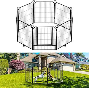 Dog Playpen,24/32/40 Inch Height in Heavy Duty, Folding Indoor Outdoor Anti-Rust Dog Exercise Fence, Pet Gates with Door for Large Medium Small Dogs and Pet (8 Panels,32 Inch)