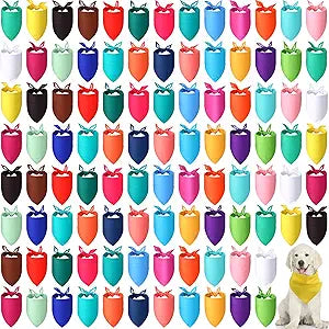 Kacctyen 100 Pieces Dog Bandanas Bulk Plain Blank Heat Transfer Triangle Dog Bibs Washable Adjustable DIY Bandanas Puppy Cat Pets(25.6 x 17.7 x 17.7 Inch)