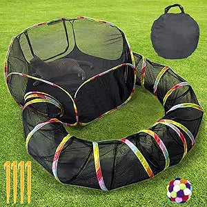 Outdoor Cat Enclosure, Portable Cat Tents for Outside with Storage Bag, Outside Cat Playpen Pet Enclosure with Toy Ball, Cat Tunnel Outdoor Playground for Cats & Small Animals