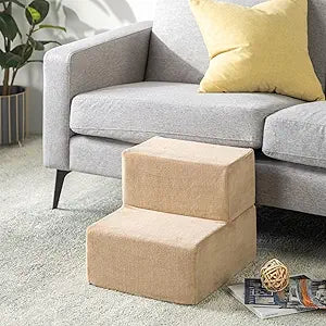 ZINUS Foam 13 Inch 2-Step Step Pet Stairs / Pet Ramp for Cats and Dogs, Extra Small, Beige