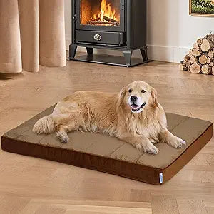 Dog Bed for X Large Dog - Orthopedic Pet Beds with Memory Foam, Waterproof Removable Washable Cover with Non-Slip Bottom, Khaki, 41" L x 27" W x 3" H