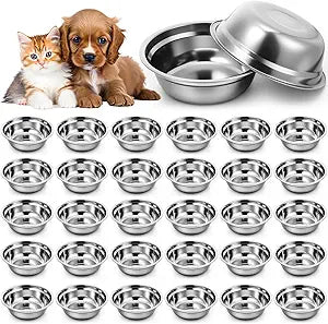 Zhehao 30 Pcs Stainless Steel Dog Bowls Bulk Metal Dog Food and Water Container Replacement Lightweight Pet Bowl for Cage Kennel and Crate(23 oz)