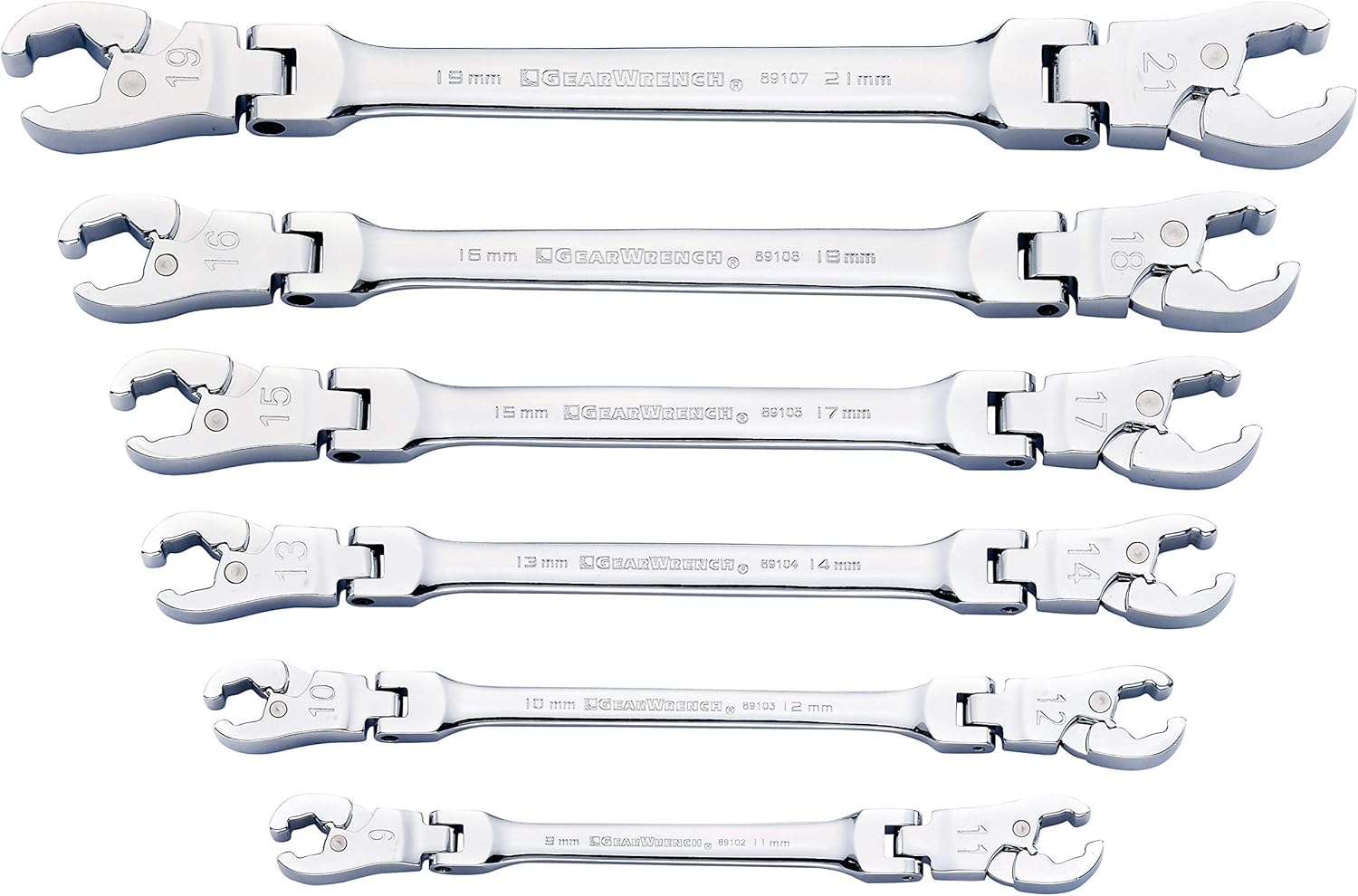 GEARWRENCH Ratcheting Flex Head Flare Nut Metric Wrench Set 6 Pc. - 89101D