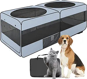 2-in-1 Dog Playpen, 73''Pop Up Cat Puppy Pet Playpen Indoor/Outdoor Cats Enclosed, Cat Dog Tent Crate Cage Kennel, Portable Playpen for Kitten, Small Animals Play Pen(No Divider, Unified Space)