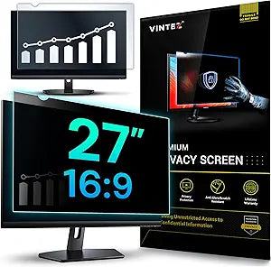 VINTEZ 27 Inch 16:9 Privacy Screen for Computer Monitor and Laptop - Anti Glare Protector Film Blue Light Filter Eye Protection - Computer Screen Privacy Shield, [1 Pack]