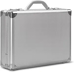 Solo New York Attache - Metal Briefcases for Men & Women, Hard Aluminum Carrying Case with Lock, Business Brief for Work or Travel, Sturdy Carry Handle, Fits 17.3" Laptop - Fifth Avenue, Silver