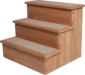 zoovilla PTR0082212010 Yorkshire Pet Step with Storage, Wood Bedside Ramp with Storage, Natural Wood, 15.55â€³D x 17.50â€³W x 14.76â€³H