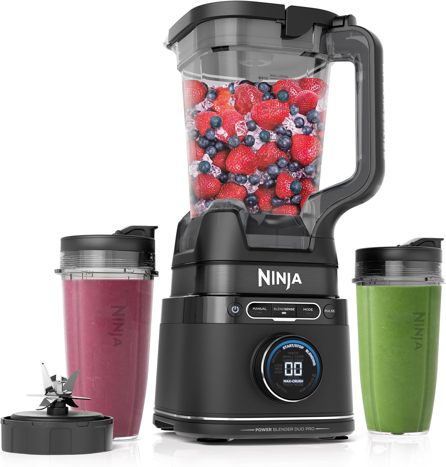 Ninja Detect Power Blender Pro + Personal Single-Serve, BlendSense Technology, For-Smoothies, Food and More, Compact Kitchen Countertop, 1800 P-Watts, 72 oz. Pitcher, (2) 24 oz. Cups, Black, TB301