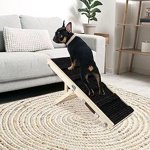 Okydoky Small Dog Ramp, Adjustable Portable Folding Wooden Pet Ramp, 32" Long with Non-Slip Traction Mat, Adjustable from 9" to 17.5", Dog Climbing Ladder for Sofa,Couch,Car(Black) NO.LGPT3