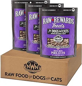 Northwest Naturals Raw Rewards Freeze-Dried Pork Liver Treats for Dogs and Cats - Bite-Sized Pieces - Healthy, 1 Ingredient, Human Grade Pet Food, All Natural, Proudly Made in USA, 10 Oz (Pack of 3)