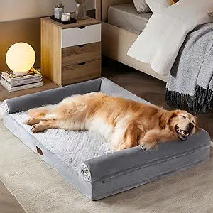 WNPETHOME Orthopedic Dog Bed for Large Dogs â€“ XL Washable Pet Bed with Waterproof Cover, Bolstered Sides & Anti-Slip Base â€“ Premium Plush Dog Couch for Indoor Use, Comfort & Joint Relief