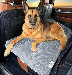 APetsPlanet Dog Bed for Car Back Seat Extender - Non-Slip Backseat Cushion for Dogs - Travel Plush Pet Mat Topper for Cars, Trucks, SUVs - Machine Washable Pad Blanket - Grey, 54" x 24.8"