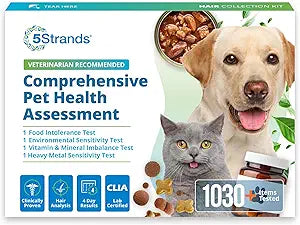 5Strands Pet Food Intolerance, Environmental & Heavy Metal Sensitivity, and Nutritional Imbalance Test, 1036 Items Tested, Cat & Dog Gut Health Test for All Breeds & Ages, Results in 4 Days