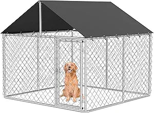 Outdoor Dog Enclosure Heavy Duty Dog Kennel House Mesh Dog Big Cage Pet Kennel Steel Fence with Secure Lock