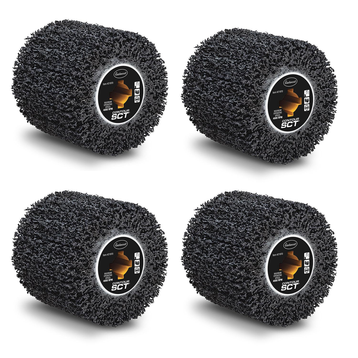 Eastwood Contour SCT 40 Grit Abrasive Drum Paint Stripper | Surface Conditioning Tool 4.5" Drum | Heavy Duty Rust Remover Abrasive Wire Wheel Polisher | Paint Removal Wire Brush Buffing Wheel | 4-Pack