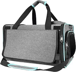 Cat Carrier Alaska Airline TSA Approved 17x11x9.5 Soft-Sided Small Pet Air Travel Carry Bag, Southwest Airplane Kitten 12lbs Crate in Cabin Under-Seat Traveling Cage Tiny Dog Under 8 Pound