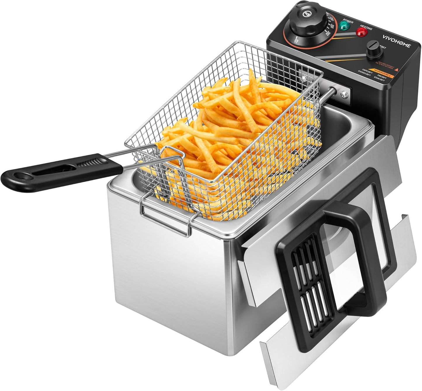 VIVOHOME Electric Deep Fryer with 3L \/ 13 Cup Oil Capacity, Stainless Steel Oil Fryer with Temperature Control and Lid