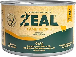 ZEAL New Zealand Wet Cat Food â€“ High Protein, Grain-Free with Superfoods (Lamb, 6oz Can, 12-Pack)