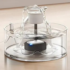 Glass Cat Water Fountain, 2.7L/91 oz Ultra-Quiet Pet Fountain, Automatic Water Dispenser for Cats & Small Dogs, Spill-Resistant Pet Water Bowl, BPA-Free, Includes 2 Filters, Effortless to Clean