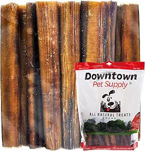 Downtown Pet Supply Jumbo Bully Sticks for Dogs - Natural Beef Chews, Low-Odor & Rawhide-Free, Long Lasting Dog Treats for Aggressive Chewers - Healthy, Safe & Delicious Chews Dogs Love (6" 10 Pack)
