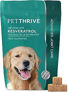Dog Hip and Joint Support Supplement Soft Chews with Resveratrol, Glucosamine, Chondroitin, Hyaluronic Acid, Bacon Flavor, Large Breed