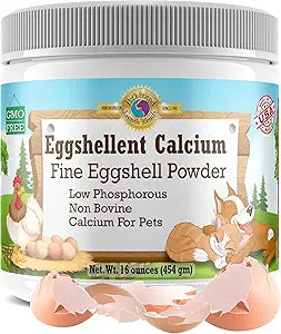 Calcium for Dogs and Cats - Fine Eggshell Powder - Strong Hip & Joint Supplement for Dogs and Cats- Dietary Supplement - No Additives - Pet's Friend Eggshellent Calcium 16oz