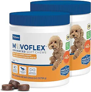 Advanced Soft Chews Hip and Joint Support Supplement for Small Dogs - Movoflex 120 Count by Virbac
