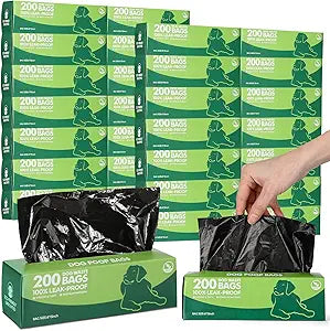 Harloon 6000 Counts Dog Poop Waste Bags 30 Rolls Extra Thick Strong Leak PET Proof Bags Disposable Bulk Universal Doggy Roll Waste Box for Puppy Outdoor Walking Travel(Black,12 x 8 Inches)