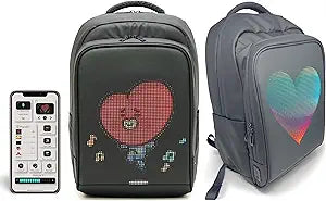 LED Backpack with Programmable Screen, Motorcycle Backpack Made with Updated Ballistic Nylon, LED Bookbag, Large Laptop Bag for Women and Men, Digital Screen Carry-On Travel Bag