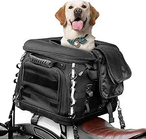 Goldfire Motorcycle Dog/Cat Carrier, Portable Pet Carrier Voyagers Dog Carrier Crate for Street Glide Road King with Luggage Rack or Sissy Bar UTV ATV Touring Trike Models(Black)