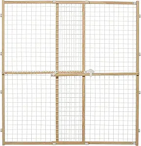 MidWest Homes for Pets Wire Mesh Pet Safety Gate, Dog Gate Expands From 29 - 50 Inches Wide, 44 Inches Tall, Wood, Powder Coated Wire