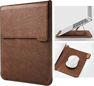 Nillkin Laptop Sleeve 13 inch (3-in-1), MacBook Sleeve with Adjustable Stand & Mouse Pad, 2 Stand Modes, 13 inch Laptop Case, Slim MacBook Accessories for Samsung/Surface/Chromebook/HP 12-14'', Brown