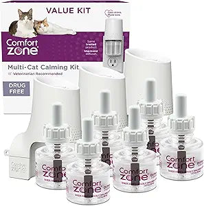 COMFORT ZONE Value Kit; 3 Multicat Diffusers & 6 Refills; Cat Calming Pheromone; Reduce Stress, Aggression, Fighting, Urine Marking, Scratching